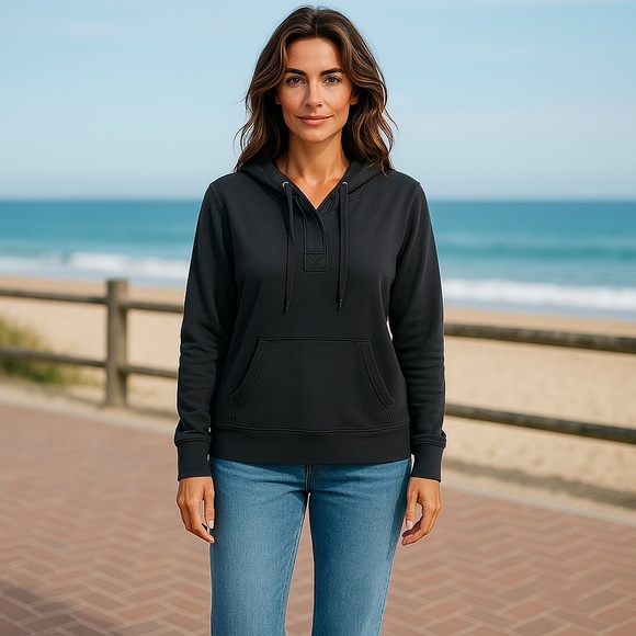 The North Face Black Drawstring Hoodie With Kangaroo Pockets Women's Size M - Picture 1 of 16